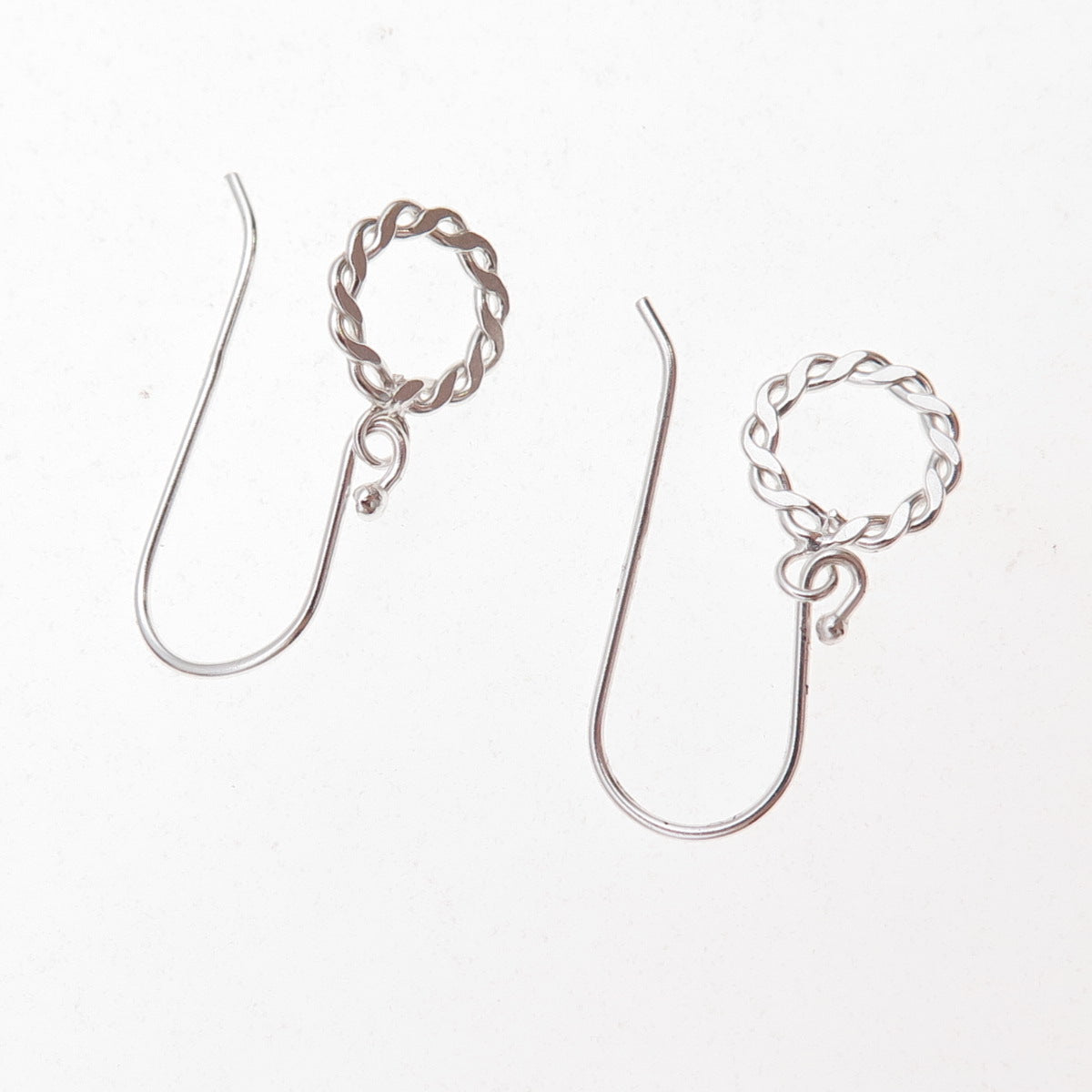 925 Sterling Silver Twisted Circle Dangle Earrings