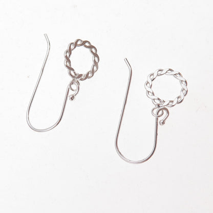 925 Sterling Silver Twisted Circle Dangle Earrings