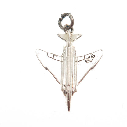 Cellini Sterling Silver Vintage F-4 Phantom II Fighter Aircraft 3D Charm Pendant