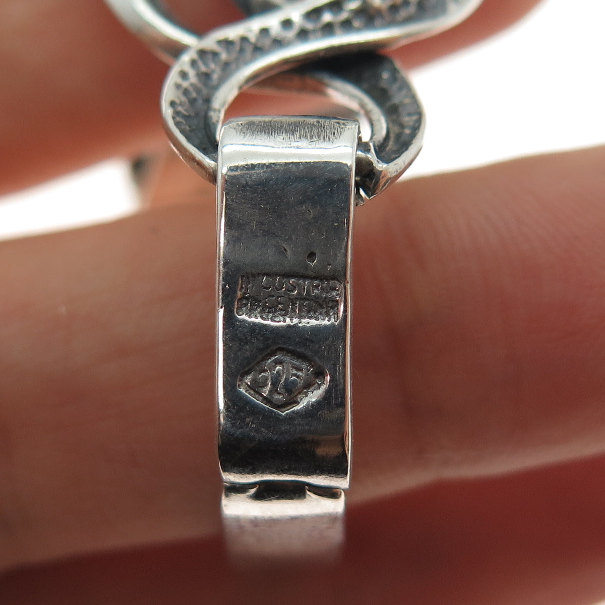 Industria Argentina Sterling Silver Vintage Modernist Oxidized Bracelet 6.75"