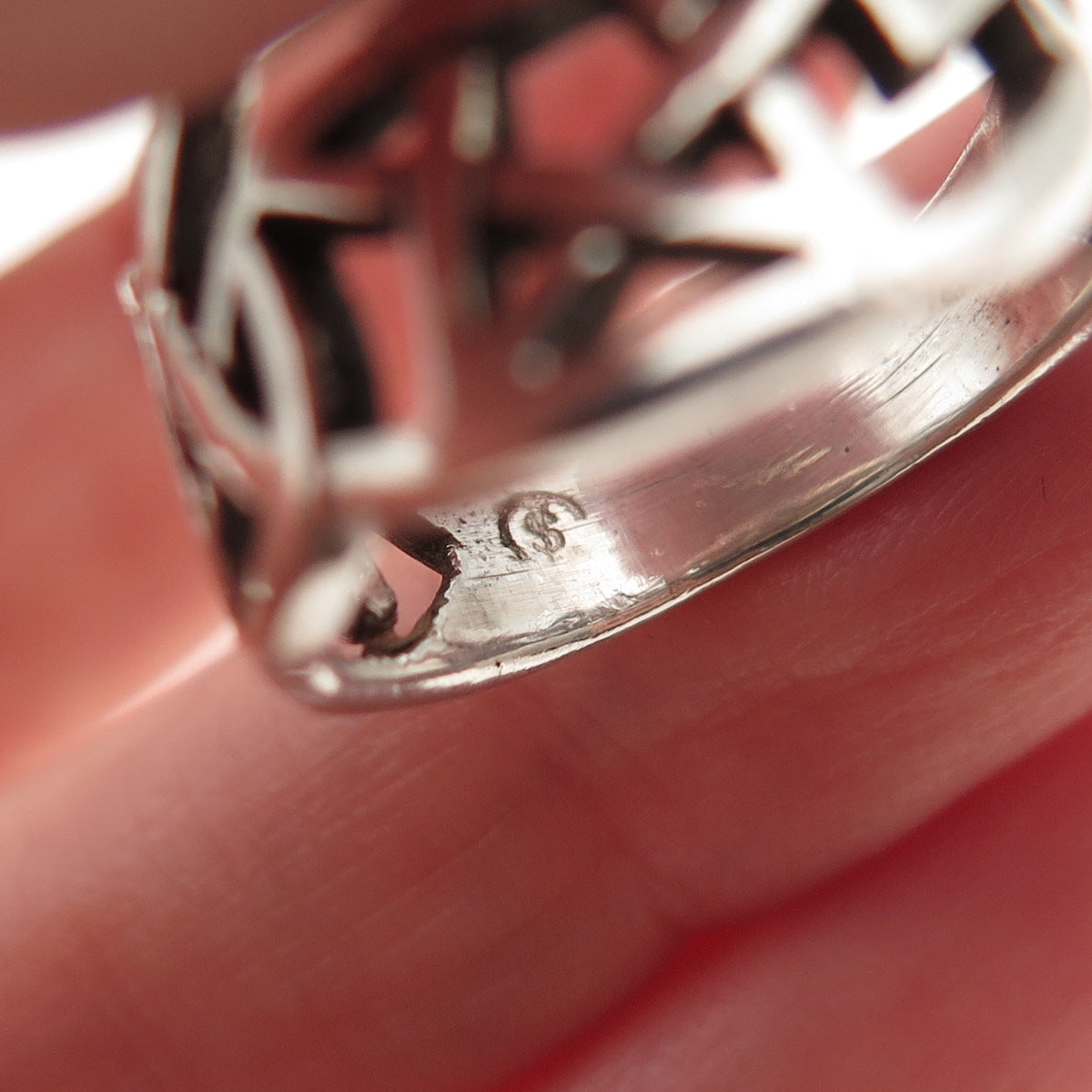 925 Sterling Silver Vintage Pentagram Celtic Knot Oxidized Ring Size 6.5