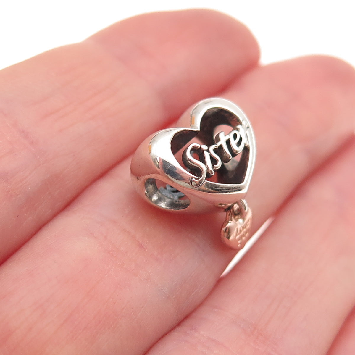 Pandora 925 Sterling Silver & Gold Love You Sister Heart Slide Bead Charm