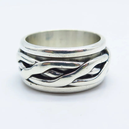 925 Sterling Silver Vintage Mexico Braided Celtic Band Ring Size 7.75