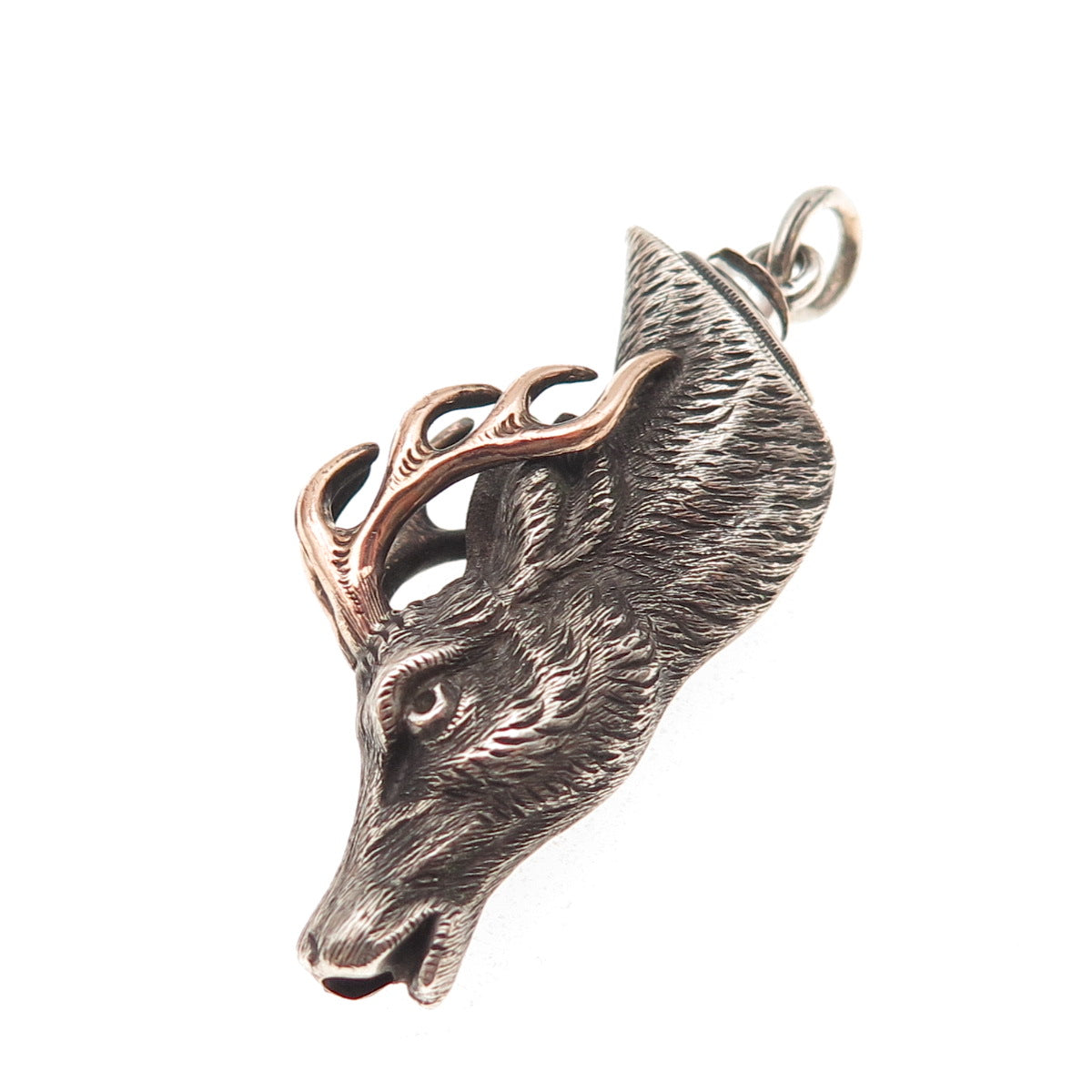 925 Sterling 2-Tone Antique Art Deco Deer Bracelet / Necklace Box Lock Clasp