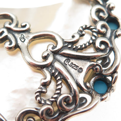 Carolyn Pollack Sterling Silver Vintage Real MOP & Turquoise Modernist Pendant