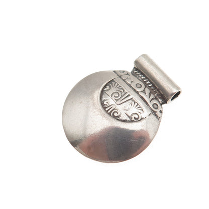 925 Sterling Silver Vintage Modernist Crescent Oxidized Slide Charm Pendant