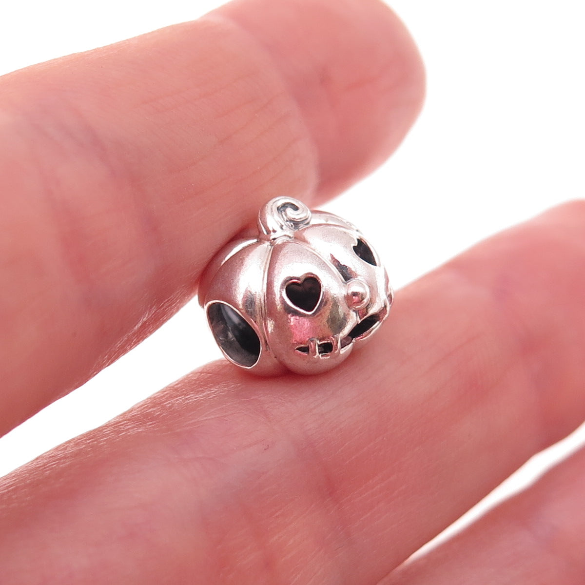 Pandora 925 Sterling Silver Halloween Pumpkin Slide Bead Charm