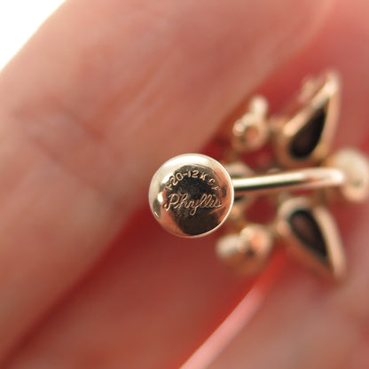 PHYLLIS 1/20 12K Rose Gold Filled Antique Rhinestone Flower Screw Back Earrings
