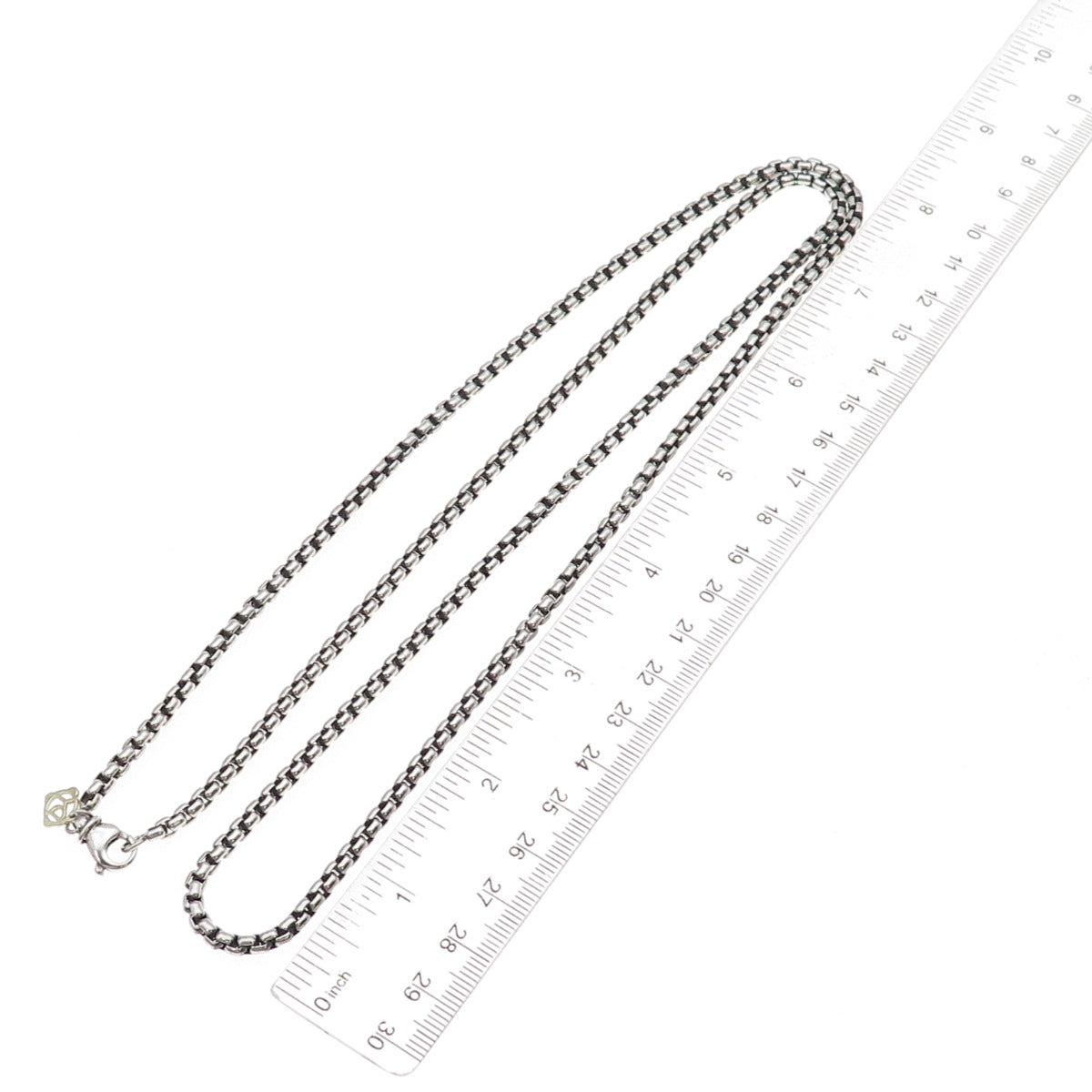 David Yurman 925 Sterling Silver Vintage Round Box Chain Necklace 32"