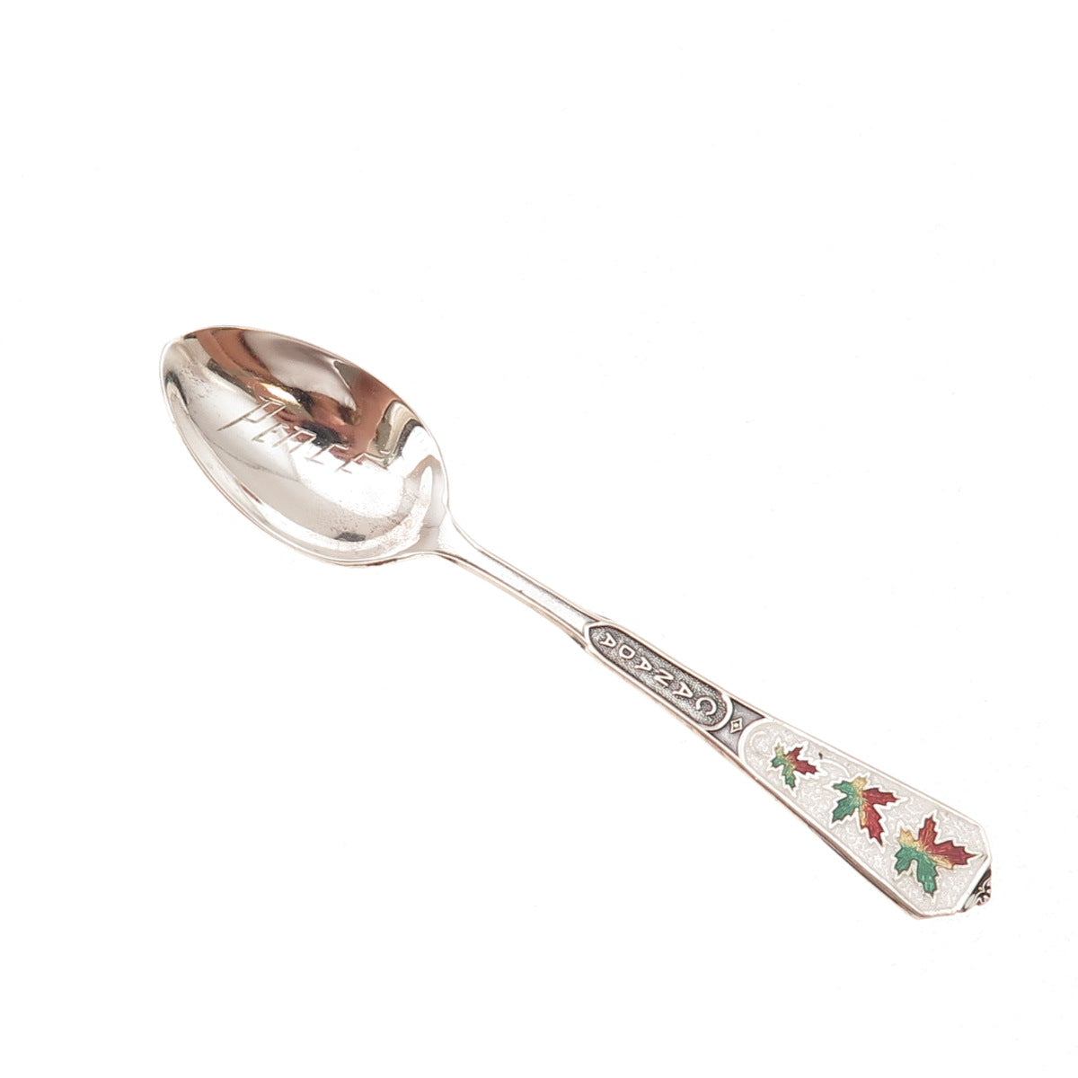 Breadner Co. 925 Sterling Silver Antique Art Deco Enamel Canada Coffee Spoon