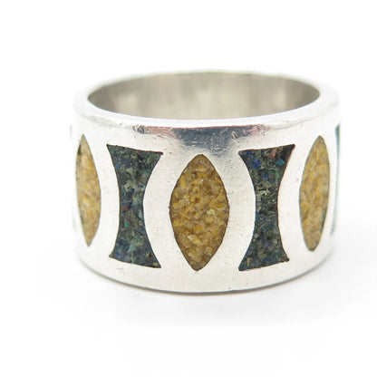 SARITASCO 925 Sterling Silver Vintage Mexico Jasper Azurite Gem Ring Size 7.75