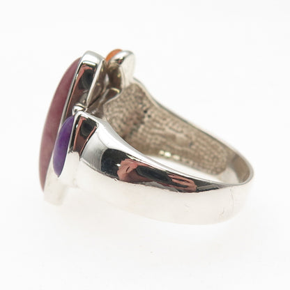 Whitney Kelly Sterling Silver Vintage Real Multi-Gem Modernist Ring Size 11.25