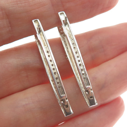 925 Sterling Silver & 9K Gold Vintage European Round-Cut C Z In & Out Earrings