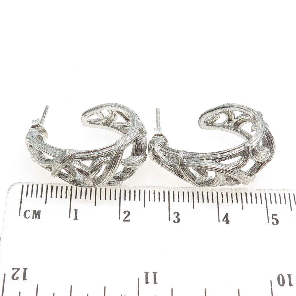 ARIVA 925 Sterling Silver Vintage Ornate Hoop Earrings