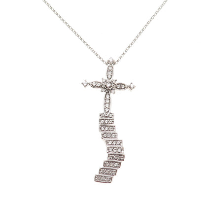 Bradford Sterling Silver C Z If Tears Could Build A Stairway Cross Necklace 18"