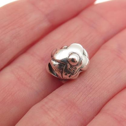 Chamilia 925 Sterling Silver Enamel Mom Rose Flower Slide Bead Charm