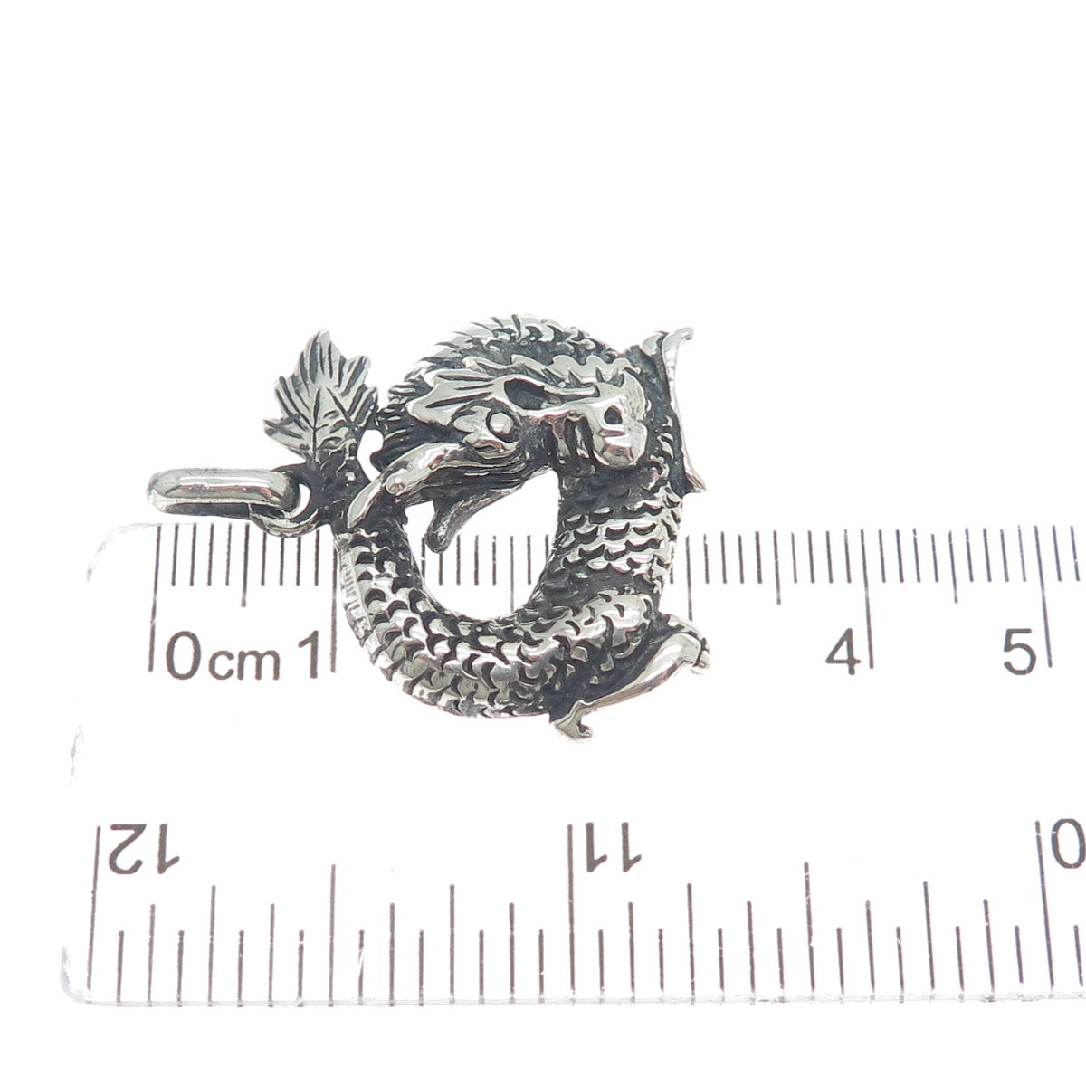 925 Sterling Silver Vintage Dragon Oxidized Pendant
