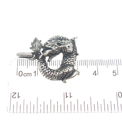 925 Sterling Silver Vintage Dragon Oxidized Pendant