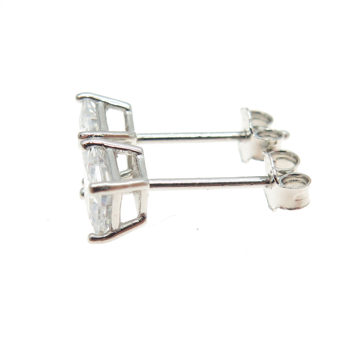 925 Sterling Silver Princess-Cut C Z Stud Earrings