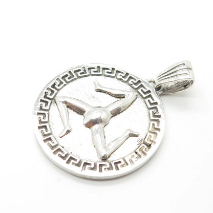 925 Sterling Silver Vintage Triskelion Sign Greek Maze Pendant