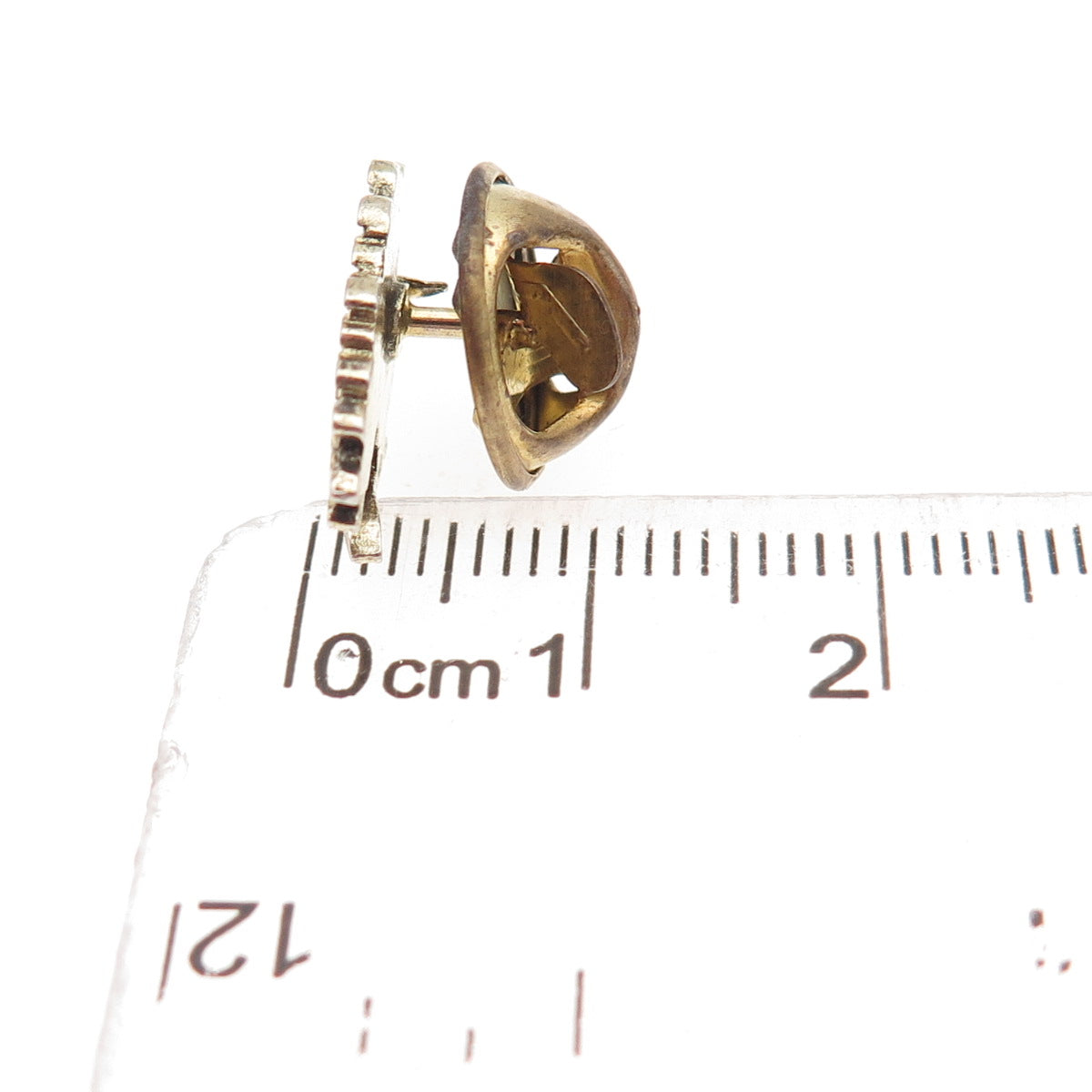 925 Sterling Silver Gold Plated Vintage Family Tree Tie Tack / Lapel Pin