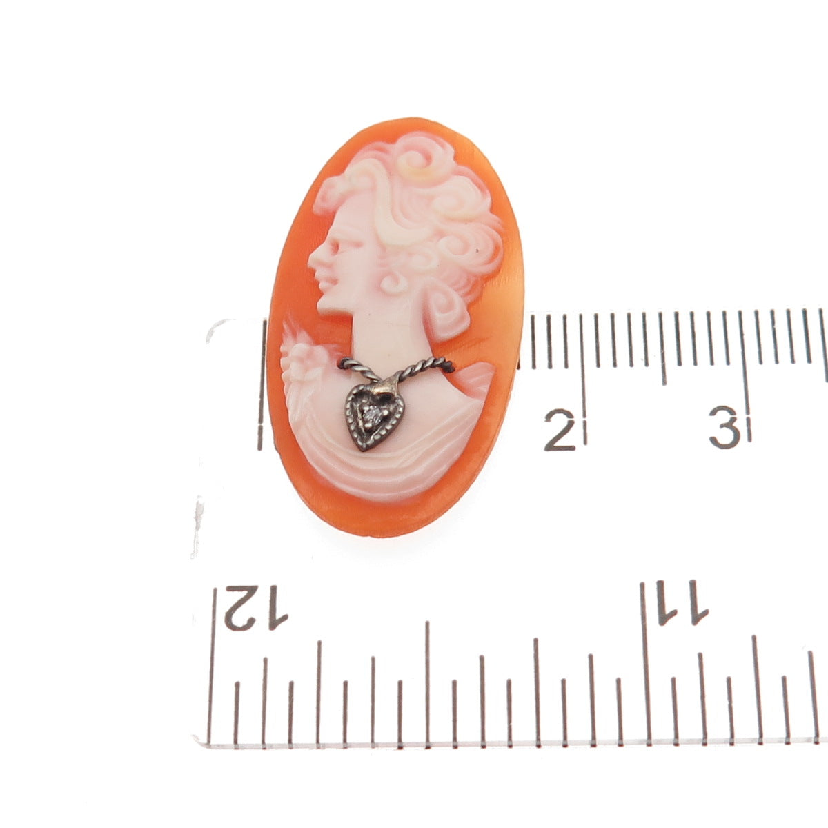 925 Sterling Silver Antique Art Deco Real Diamond Accent & MOP Lady Cameo