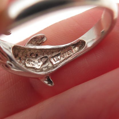Wyland 925 Sterling Silver Vintage Dolphin Adjustable Oxidized Ring Size 8.25