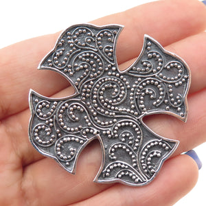 CFJ Collins Fine Sterling Silver Vintage Granulated Cross Oxidized Slide Pendant