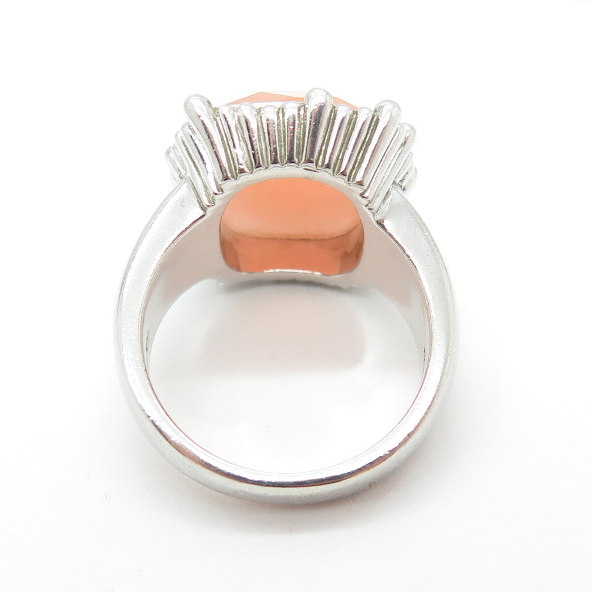 925 Sterling Silver Vintage Real Peach Mountain Jade Granulated Ring Size 10