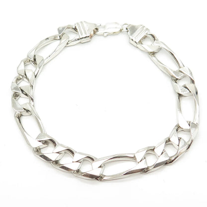 925 Sterling Silver Vintage Italy Figaro Curb Link Bracelet 9.3"