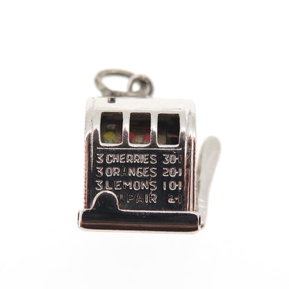 925 Sterling Silver Antique Art Deco Casino Slot Machine 3D Mini Charm Pendant