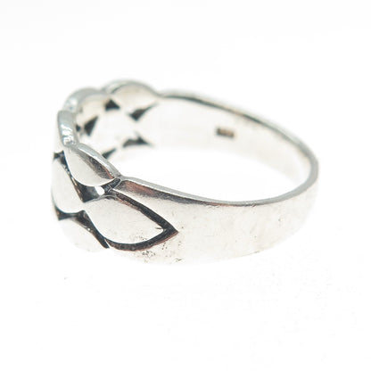 925 Sterling Silver Vintage Marquise-Cut Link Ring Size 7.25