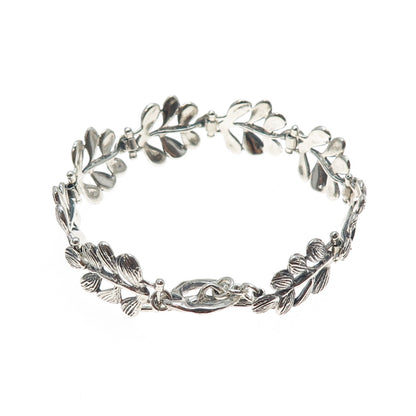 HAGIT GORALI Sterling Silver Vintage Israel Floral Leaf Oxidized Bracelet 6.75"