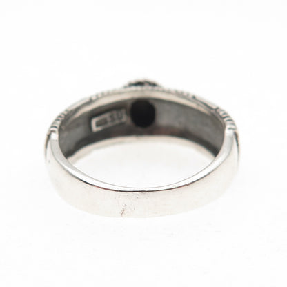 925 Sterling Silver Vintage Real Red Jasper Oxidized Ring Size 7