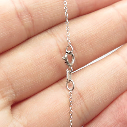925 Sterling Silver Italy Smoky Quartz & White Topaz Gem Rolo Chain Necklace 18"
