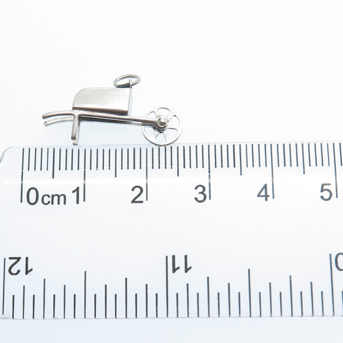 925 Sterling Silver Antique Wheelbarrow Gardening Minimalist 3D Charm Pendant
