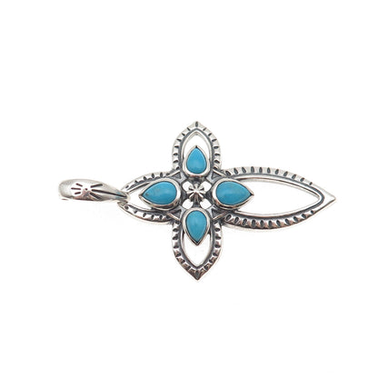 Carolyn Pollack American West Old Pawn Sterling Vintage Turquoise Cross Pendant
