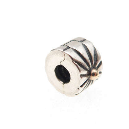 Pandora 925 Sterling Silver & Gold Sunburst Clip Charm