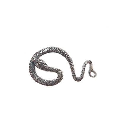 925 Sterling Silver Vintage Snake Oxidized Charm Pendant