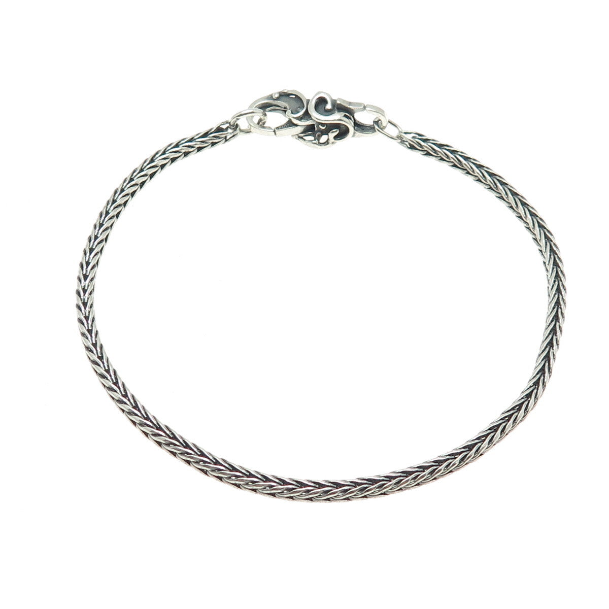 TROLLBEADS LAA 925 Sterling Silver Vintage Wheat Link Bracelet 8.5"