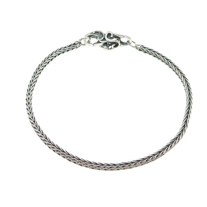 TROLLBEADS LAA 925 Sterling Silver Vintage Wheat Link Bracelet 8.5"