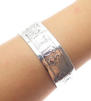 925 Sterling Silver Vintage Jaude Personalized Floral Adjustable Bracelet 6.75"