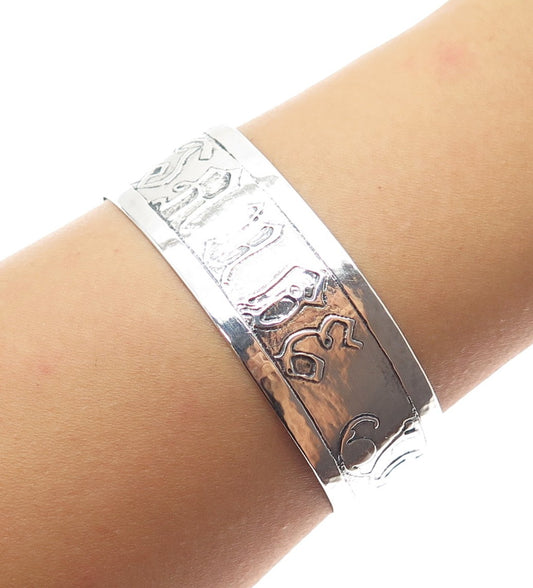 925 Sterling Silver Vintage Jaude Personalized Floral Adjustable Bracelet 6.75"