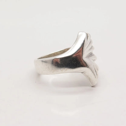 925 Sterling Silver Vintage Mexico Ribbed Shell Ring Size 7.25