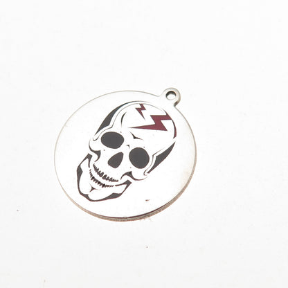 Two in Town 925 Sterling Silver Enamel Skull Mini Charm Pendant