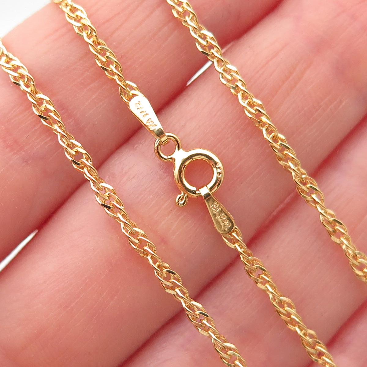 Karizia Spa KA-1772 925 Sterling Gold Plated Italy Singapore Chain Necklace 28"