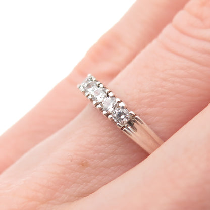 925 Sterling Silver Vintage Round-Cut C Z Band Ring Size 6