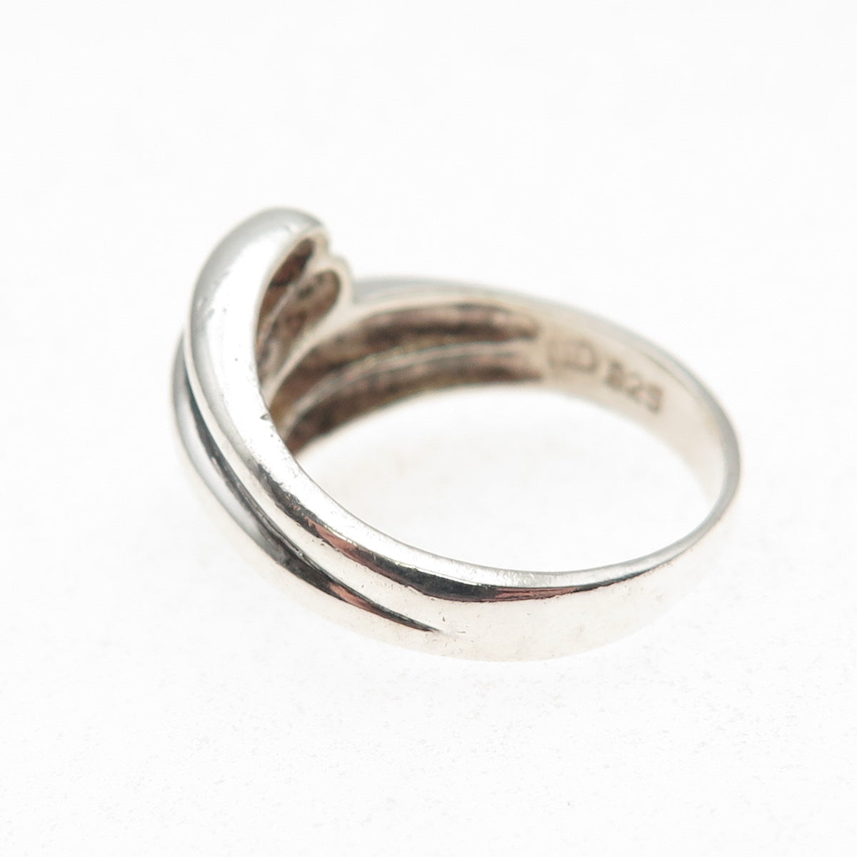 Chapal Zenray 925 Sterling Silver Vintage Modernist Oxidized Bypass Ring Size 8