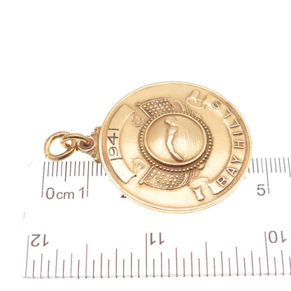 1/20 10K Gold Filled Antique WWII 1941 Bay Hills Swimming Medal Charm Pendant
