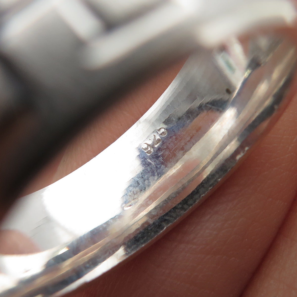 925 Sterling Silver Vintage Zig Zag Puzzle Brushed Band Ring Size 10